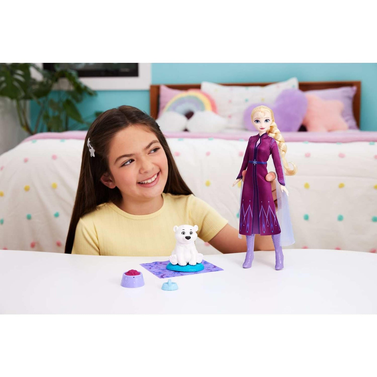 Disney Frozen Elsa Fashion Doll and Bear Cub Figure with 4 Accessories Including Pet Bed and Duvet Inspired by the Animals from Arendelle