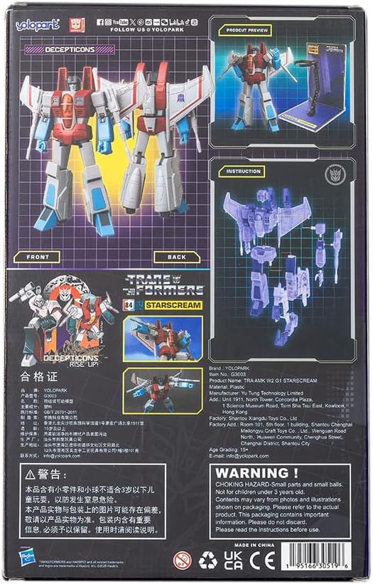 Transformers AMK Series W2 Generation One Starscream Collectible Action Figure For Kids Ages 15+