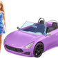 Barbie 11.5 inch Blonde and 2-Seater Purple Convertible Car with Rolling Wheels Car For Ages 3+