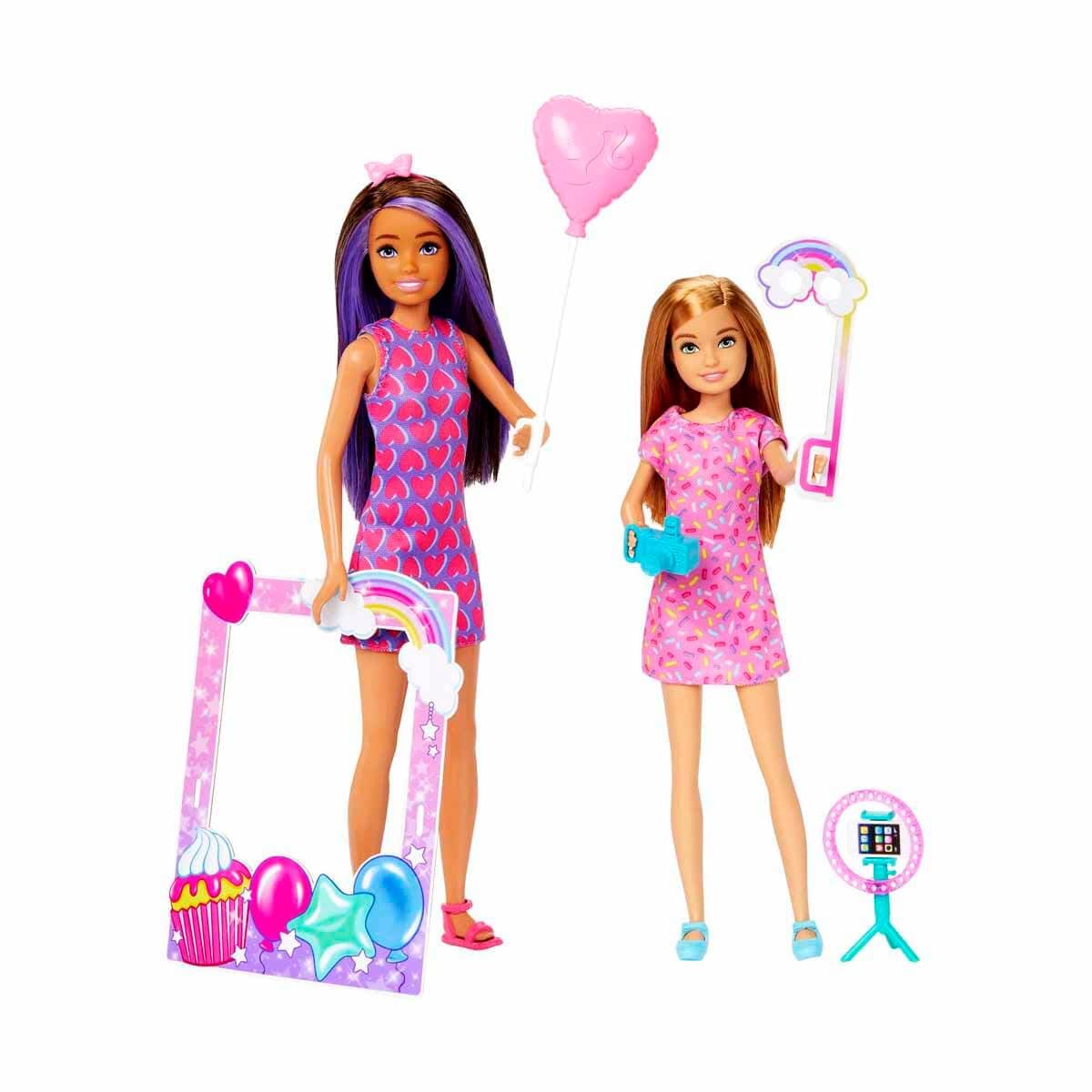Barbie Celebration Fun Photobooth Playset With Skipper & Stacie Dolls & Accessories for Kids Ages 3 Years & Up