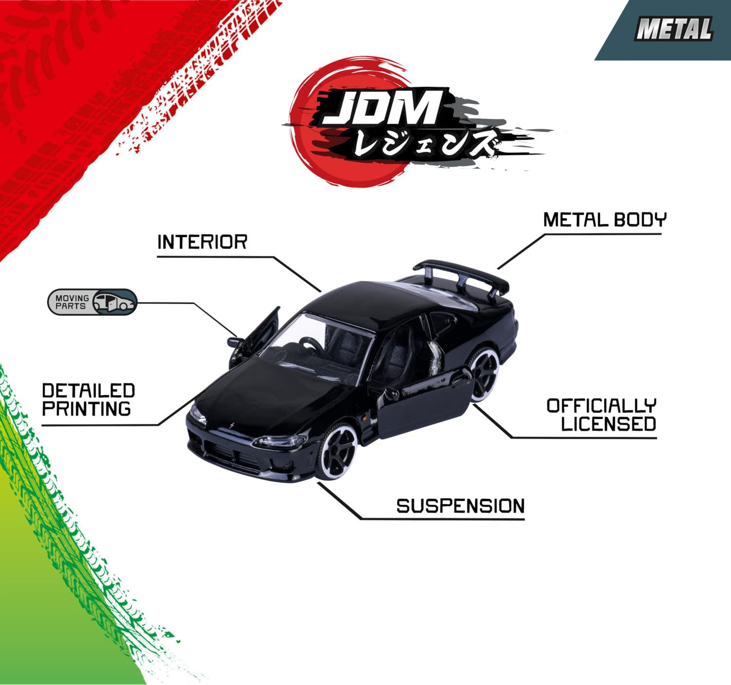 Majorette Auto JDM Legends Premium - Metal Toy Car with Freewheel, Suspension & Opening Parts for Kids & Collectors Styles & Design May Vary - Only 1 Model Included