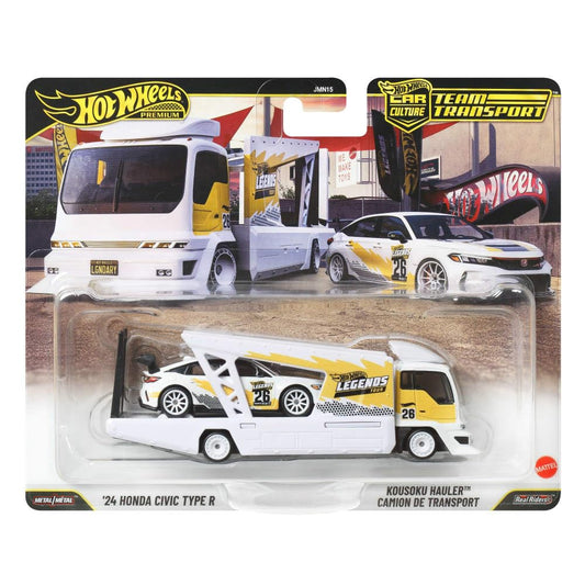Hot Wheels Car Culture Team Transport Legend 24 Honda Civic Type R 1:64 Scale Car & Transport Vehicle for Race Fans & Toy Car Collectors