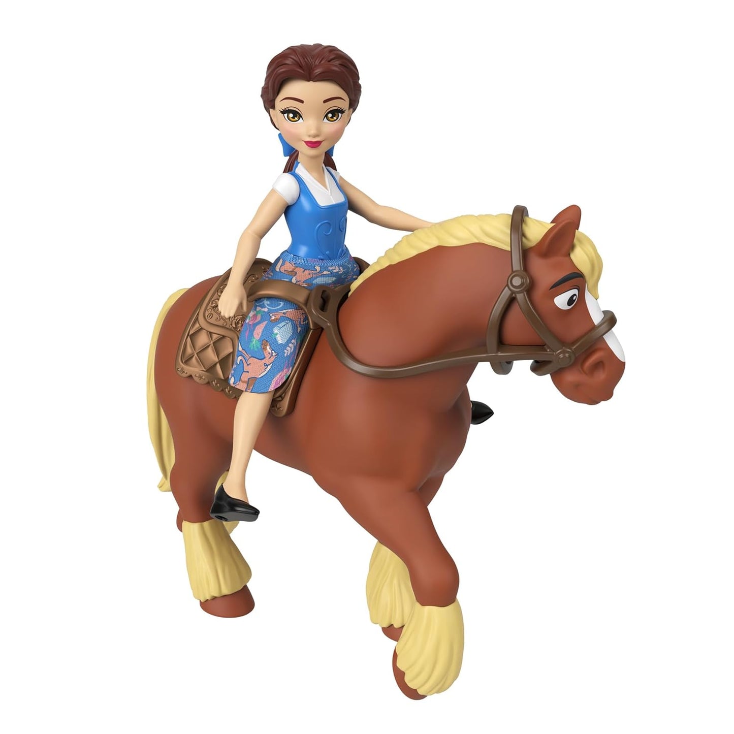Disney Princess Belle Small Doll & Philippe Horse with Stable Playset, Saddle & Accessories, Storytime Stackers, Inspired by Movie