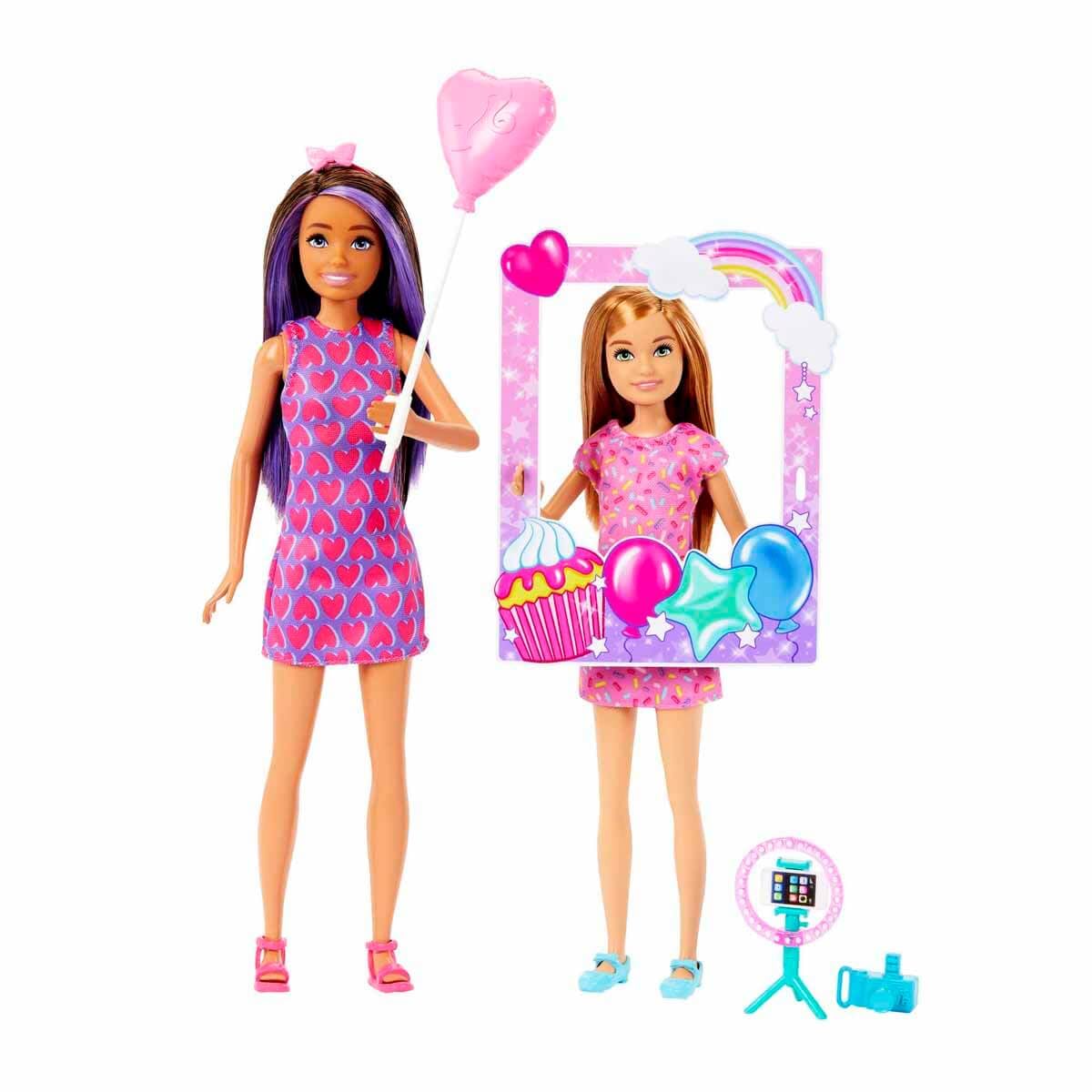 Barbie Celebration Fun Photobooth Playset With Skipper & Stacie Dolls & Accessories for Kids Ages 3 Years & Up