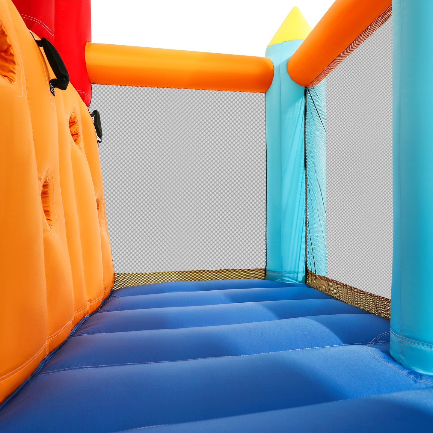 Inflatable Water Slide Park, Giant Bounce House with 450W Blower, Climbing Wall, Dual Basketball Hoops & Ring Toss Games - Outdoor Backyard Jumper