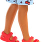 Barbie Chelsea Doll, Small Doll Wearing Removable Blue Dress with Colorful Print & Pink Shoes, Brown Hair & Green Eyes