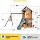 Cedar Wood Swing Set with Wave Slide, Play Kitchen, Rock Wall Ladder, Belt Swings, Toy Telescope, Steering Wheel, Tic-Tac-Toe, Balconies, Outdoor Playhouse Playground Set for Backyard Garden