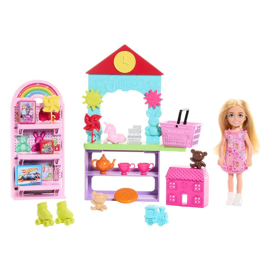 Barbie Chelsea Can Be Toy Store Playset with Small Blonde Doll, Counter & Display Furniture & 15 Accessories for Kids Ages 3+