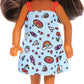 Barbie Chelsea Doll, Small Doll Wearing Removable Blue Dress with Colorful Print & Pink Shoes, Brown Hair & Green Eyes