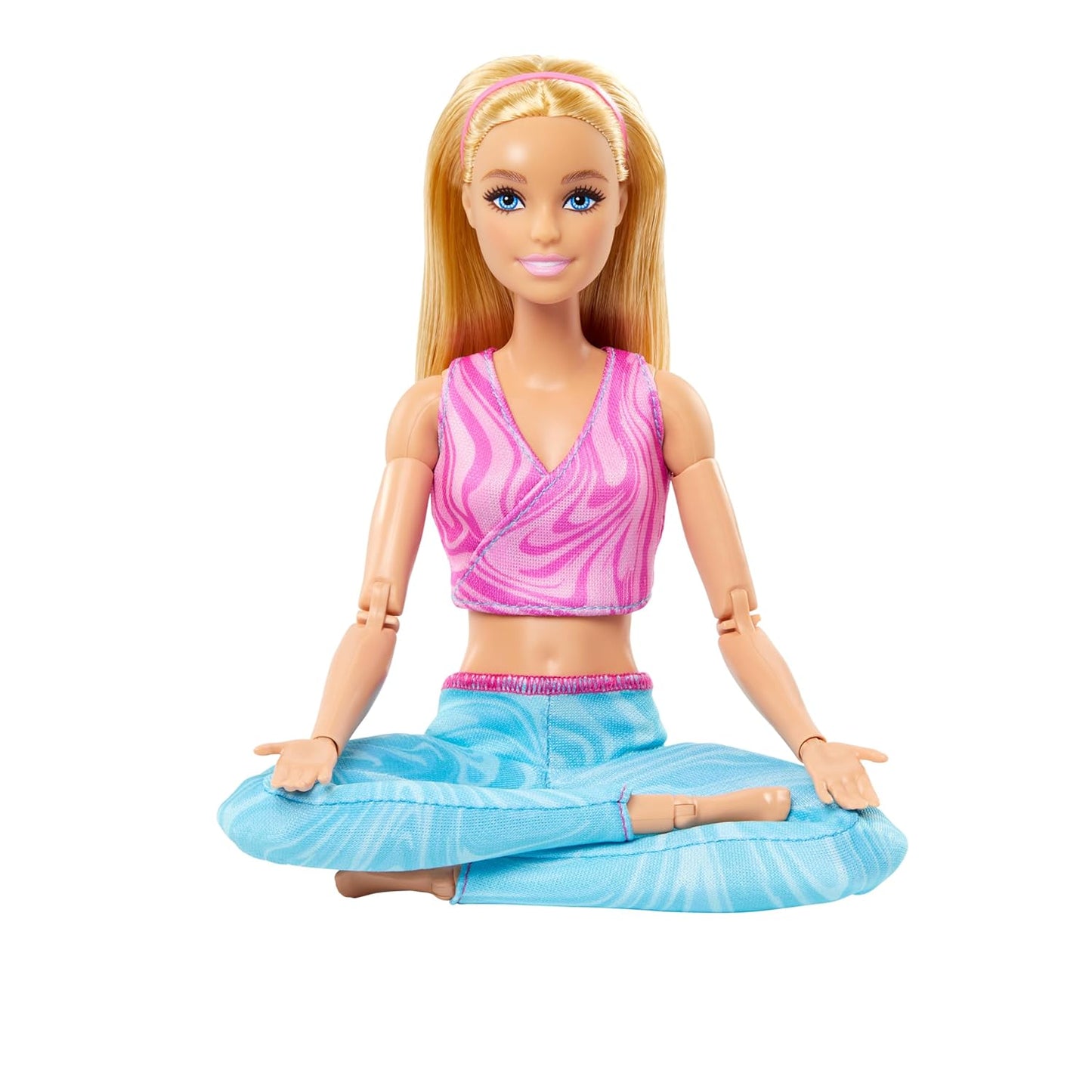 Barbie Made to Move Fashion Doll with Blonde Hair Wearing Removable Pink Sports Top & Blue Yoga Pants for Kids Ages 4+
