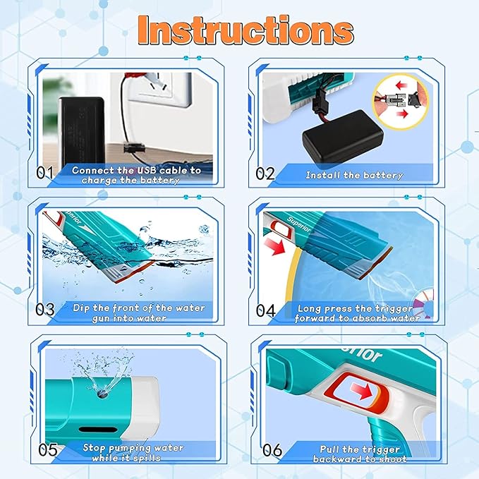 Electric Water Gun for Kids – Full Automatic Water Soaker Blaster