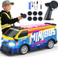 Bezgar 4WD RC Bus Toy with Color-Changing Lights and 2 Spare Tires