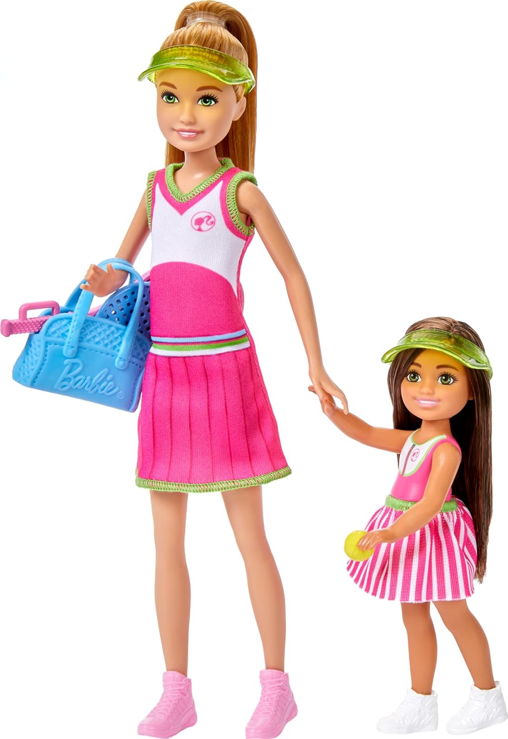Barbie Stacie & Chelsea Tennis Playset with 2 Dolls & 5+ Accessories Including Net with Swinging Ball Feature