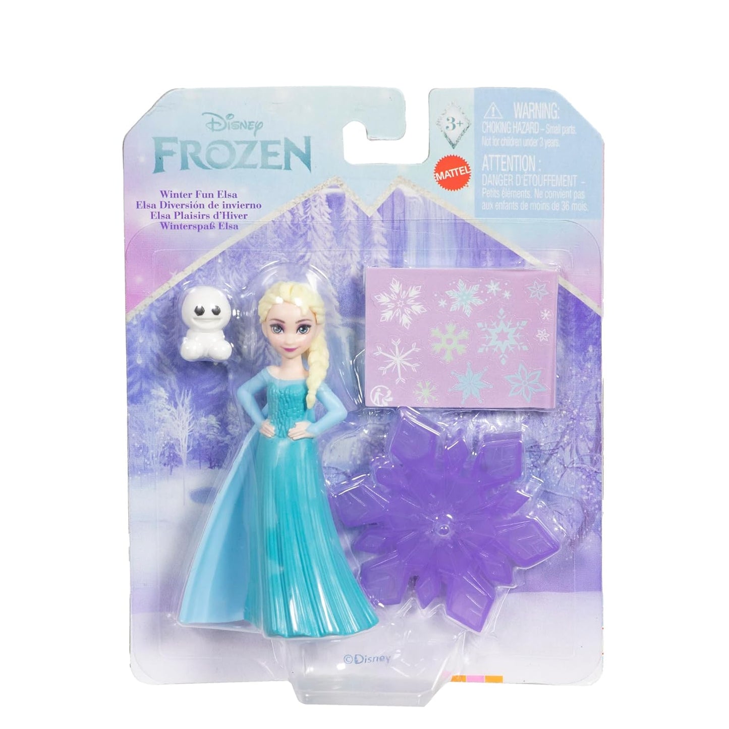 Disney Frozen Toys, Elsa Small Doll with Snowgie Figure, Customizable Snowflake Accessory & Stickers, Inspired by Disney Movie