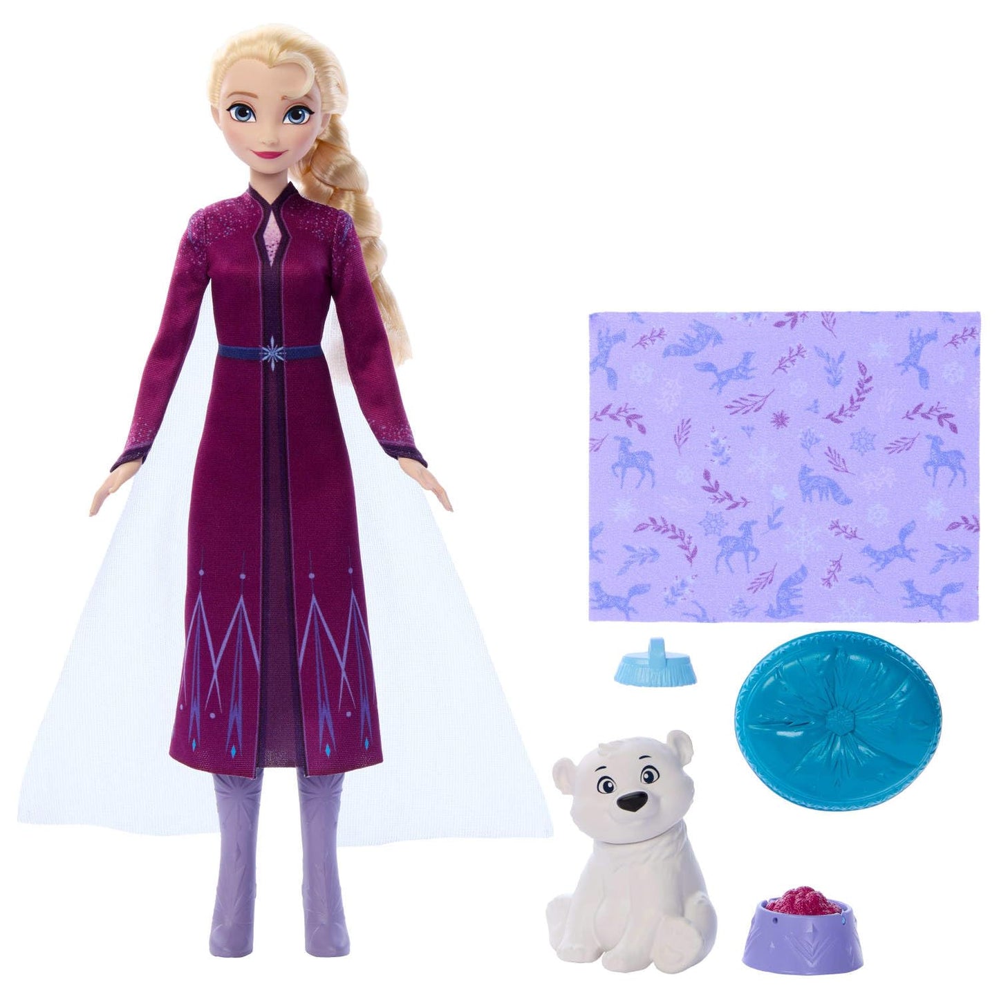 Disney Frozen Elsa Fashion Doll and Bear Cub Figure with 4 Accessories Including Pet Bed and Duvet Inspired by the Animals from Arendelle