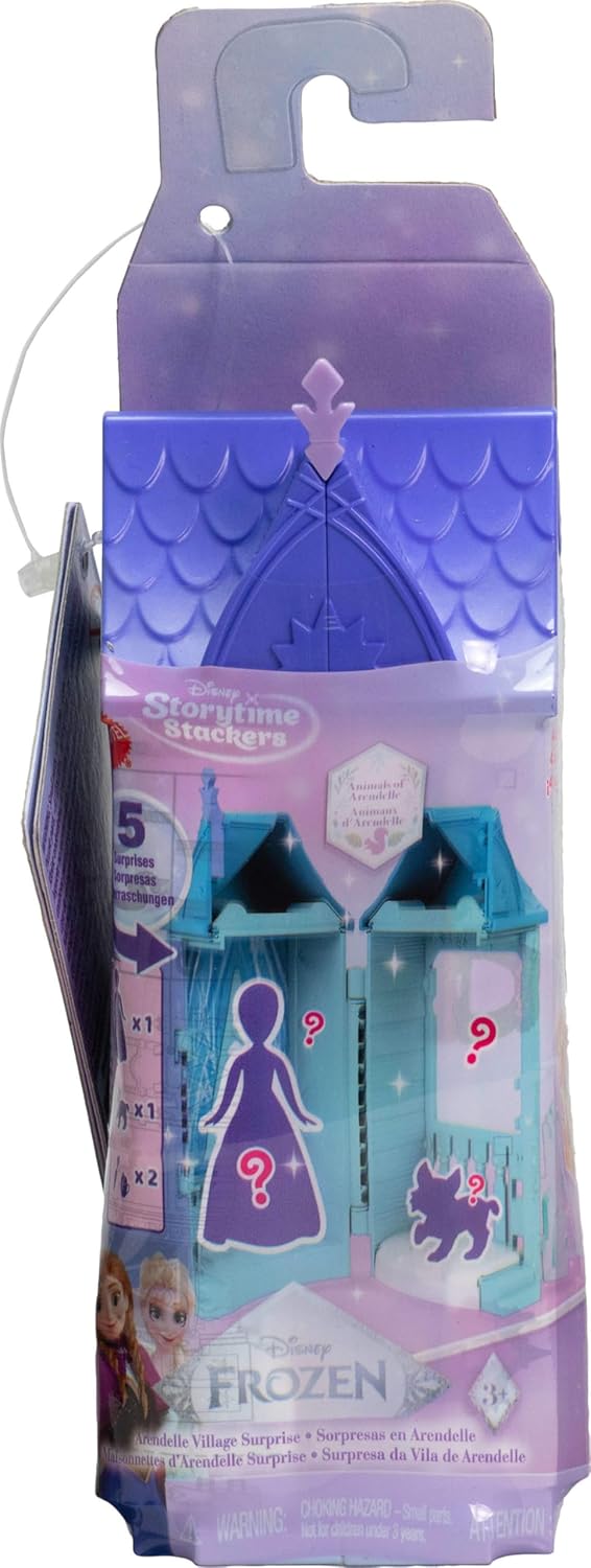 Disney Frozen Anna or Elsa Playset with 5 Surprises Including Small Doll, Tower & 3-4 Arendelle Village Accessories (Characters May Vary)