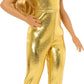 Barbie Fashionistas Doll #222, Petite With Blonde Wavy Hair, Golden Jumpsuit, 65th Anniversary Doll For Kids Ages 3+