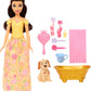 Disney Princess Belle Fashion Doll & Dog Figure with Color Change Spots, Bathtub, Brush & Hair Accessories, Inspired by Beauty & The Beast