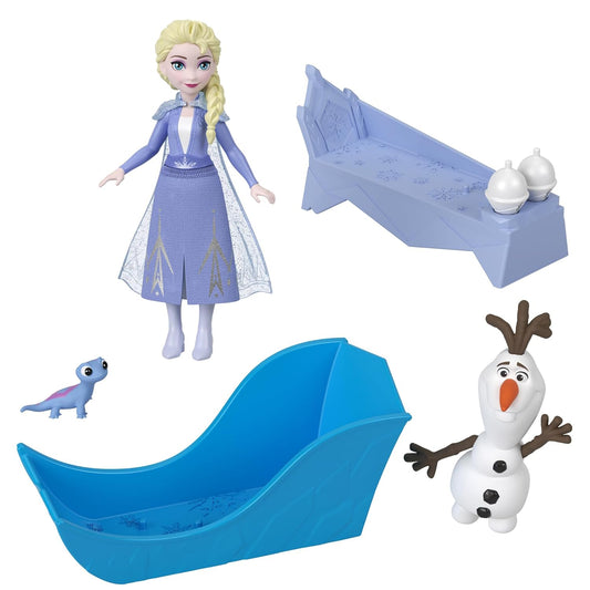 Disney Frozen Elsa Small Doll with Olaf & Bruni Character Friends, Furniture and Play Pieces Inspired by Disney Frozen Movie