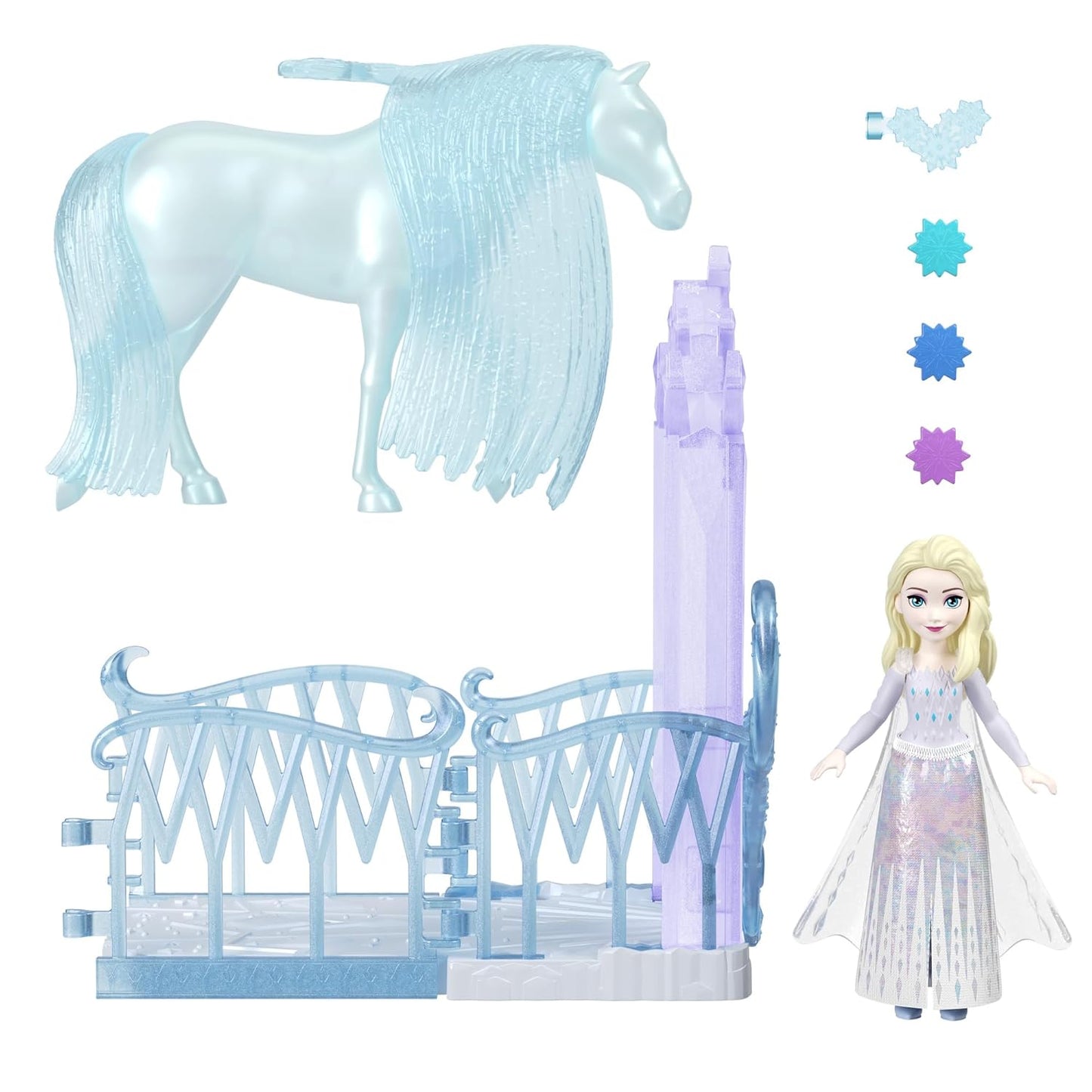Disney Frozen Elsa Small Doll & The Water Nokk Horse with ICY Haven Playset, Saddle & Accessories, Storytime Stackers, Inspired by Disney Frozen Movie