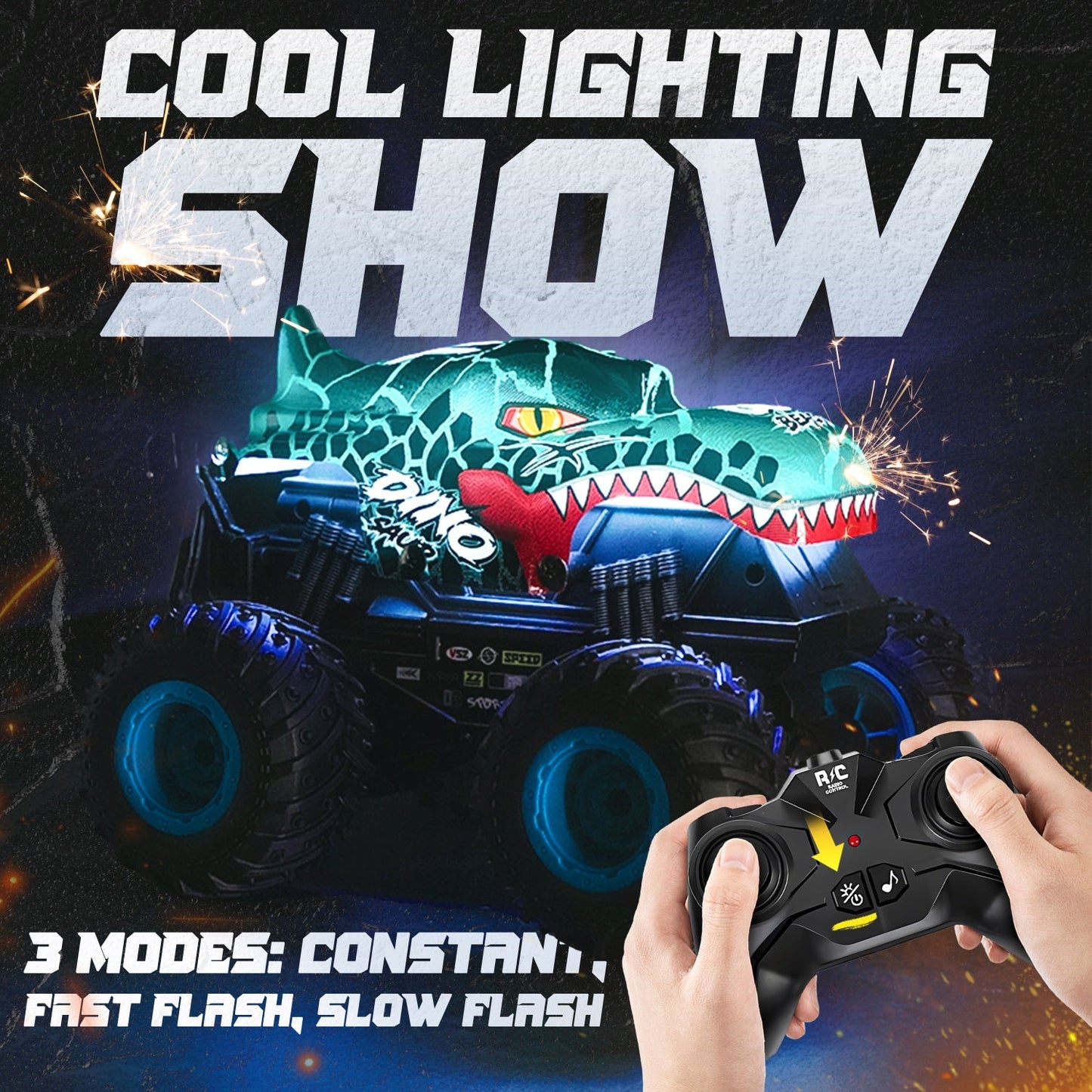 Bezgar 1:20 RC Monster Truck with Two Car Shells, Light, Music & 360° Spins