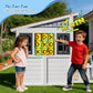 Kids Outdoor Playhouse, Large Cedar Wooden Playhouse with Play Kitchen, Tic-Tac-Toe, Chalkboard, Doorbell, Dutch Door & Pet Door for Backyard & Garden Play
