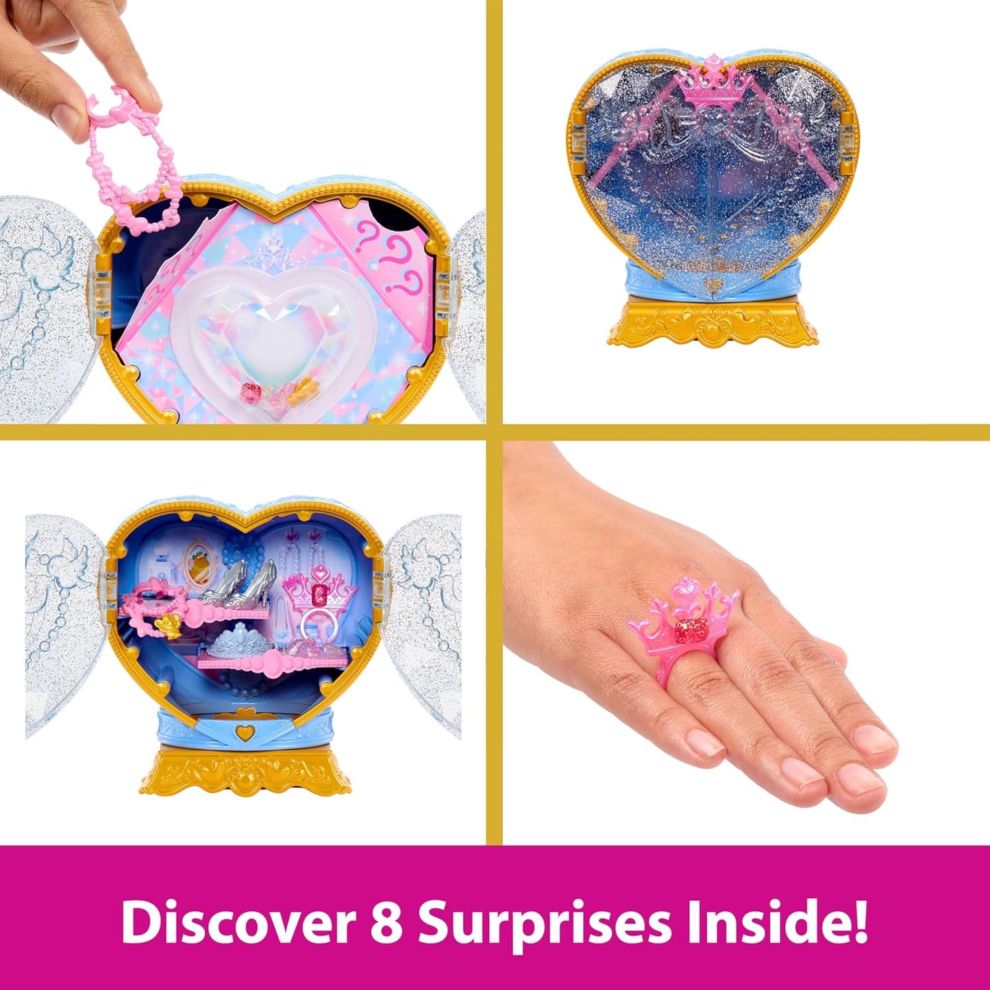 Disney Princess Jewel Reveal Cinderella Fashion Doll with 8 Surprises Including Gem Box & Accessories for Kids Ages 3 Years & Up