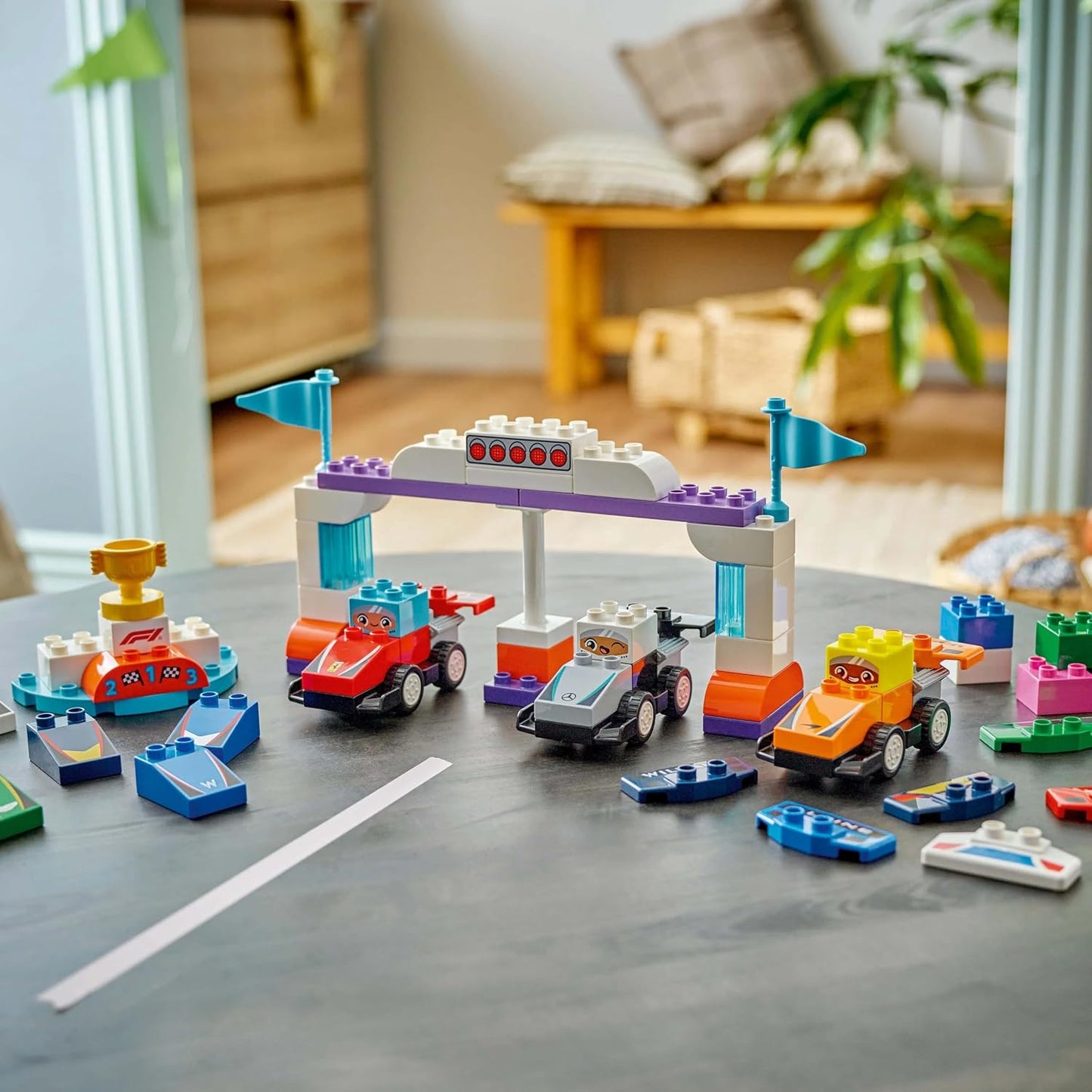 LEGO DUPLO Town F1 Team Race Cars & Drivers Building Kit For Ages 2+ Years