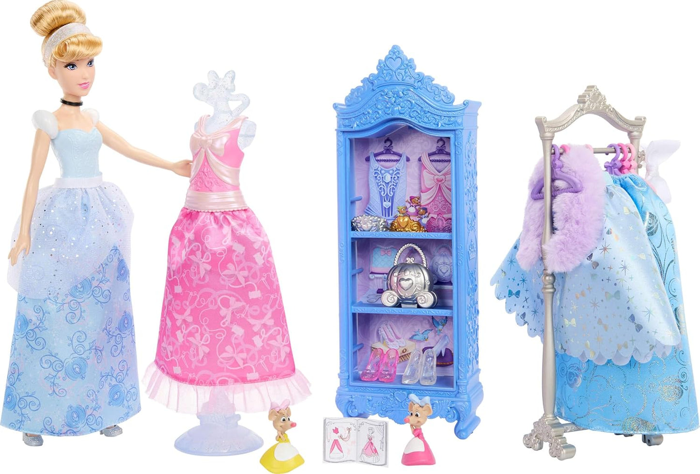 Disney Princess Cinderella Set with 2 Fashion Dolls, Horse & Carriage, Furniture, 4 Animal Friends & 45 Accessories, Ultimate Movie Gift Set For Kids Ages 3+