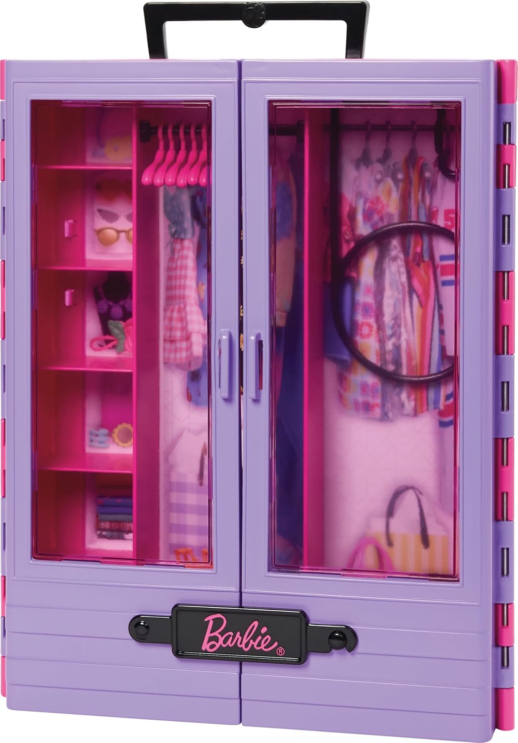 Barbie Fashionistas Ultimate Closet Accessory, Translucent Doors, Storage Spaces, Fold-Out Rack, 6 Hangers, Great Gift for 3 Years Old & Up