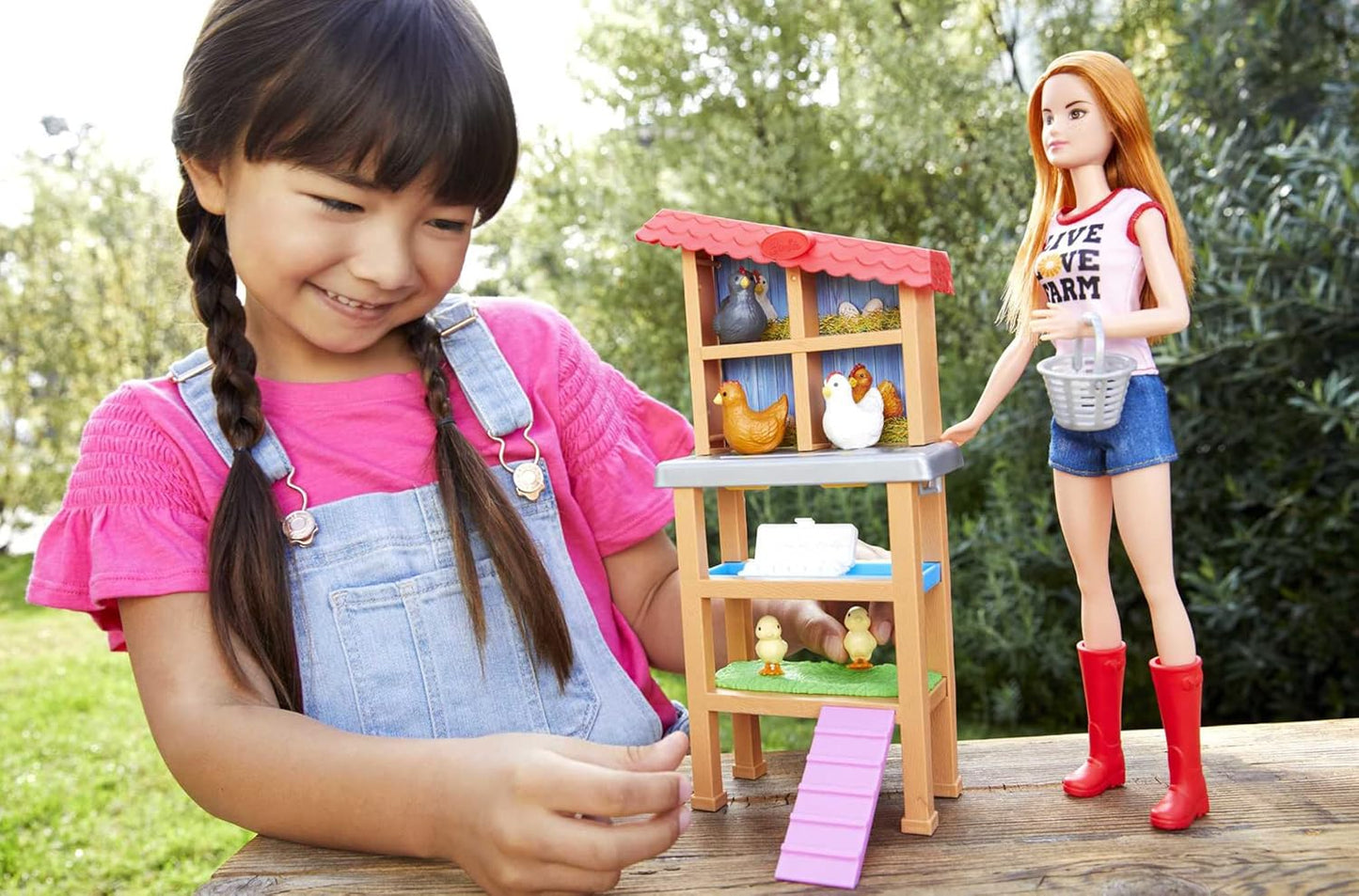 Barbie Red-Haired Career-Themed Chicken Farmer Doll and Playset with Henhouse and More for Ages 3 Year and Up