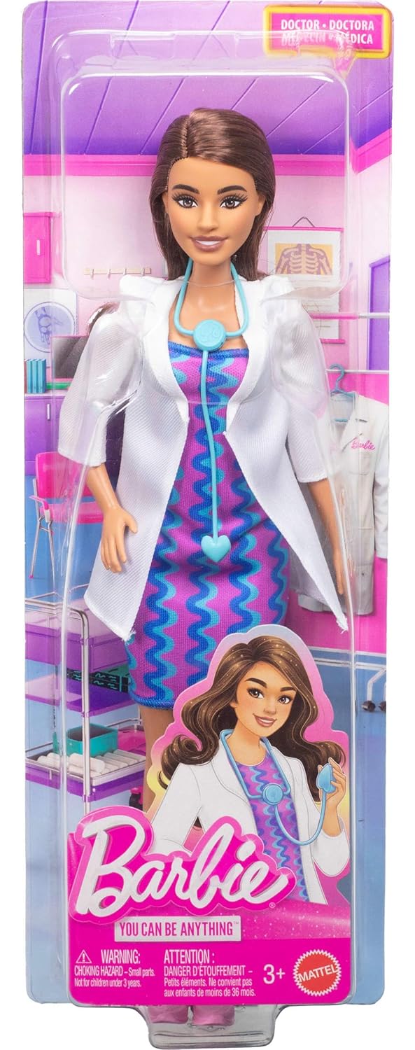 Barbie Careers Doctor Doll & Accessory, Fashion Doll Wearing Removable Look With Stethoscope for Kids Ages 3 Years & Up