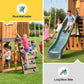 Cedar Wood Swing Set with Wave Slide, Play Kitchen, Rock Wall Ladder, Belt Swings, Toy Telescope, Steering Wheel, Tic-Tac-Toe, Balconies, Outdoor Playhouse Playground Set for Backyard Garden