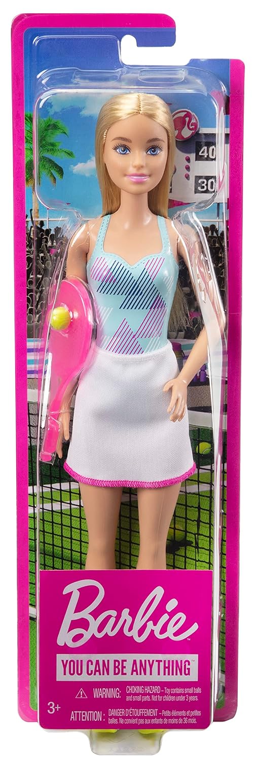 Barbie 12 inches Tennis Player Doll with Cute Tennis Outfit with Shirt,Tennis Racket & Tennis Ball Accessories for Ages 3 Years & Up