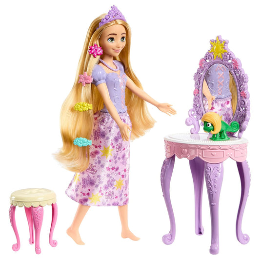 Disney Princess Rapunzel Doll with Vanity, Pascal and 10 Accessories, Inspired by the Disney Movie for Kids Ages 3 Years & Up
