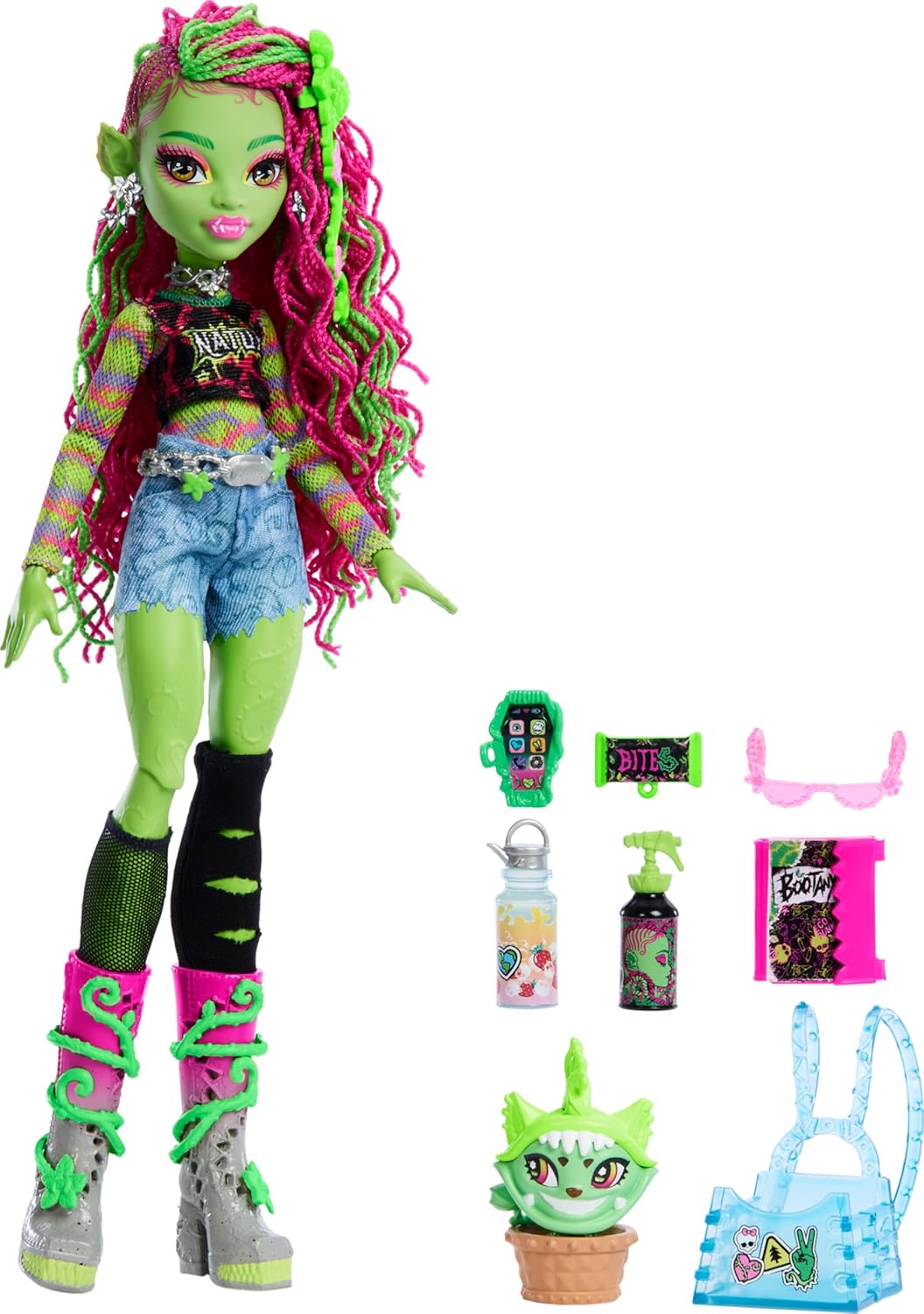 Monster High Venus Mcflytrap Fashion Doll With Pet Chewlian And Accessories For Ages 4+