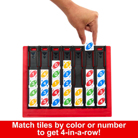 Mattel Games UNO Quatro Game with Colored Tiles & Plastic Grid for Adult, Family & Parties, 2 to 4 Players Ages 7 Years Old & Up