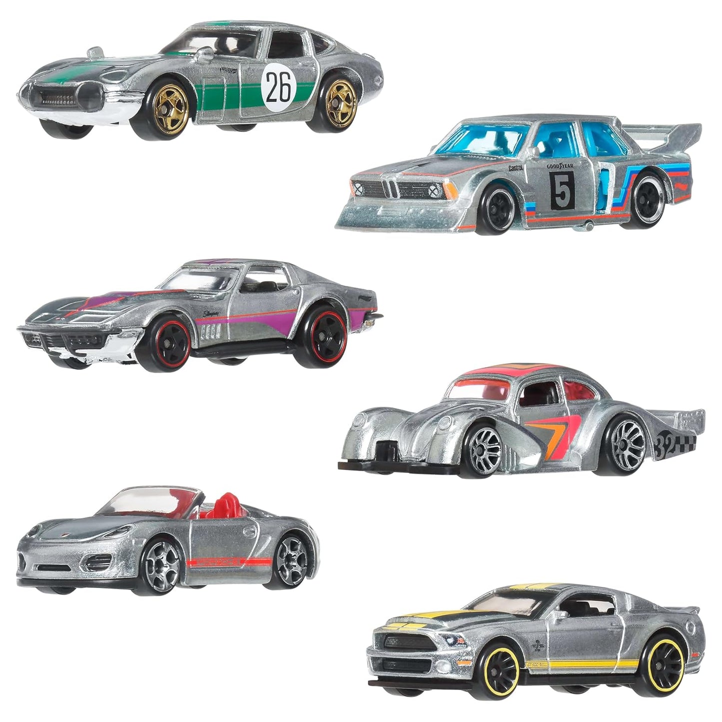 Hot Wheels 2026 Silver Series Zamac Premium Vehicle Set Including 6 Collectible Cars for Kids & Collectors