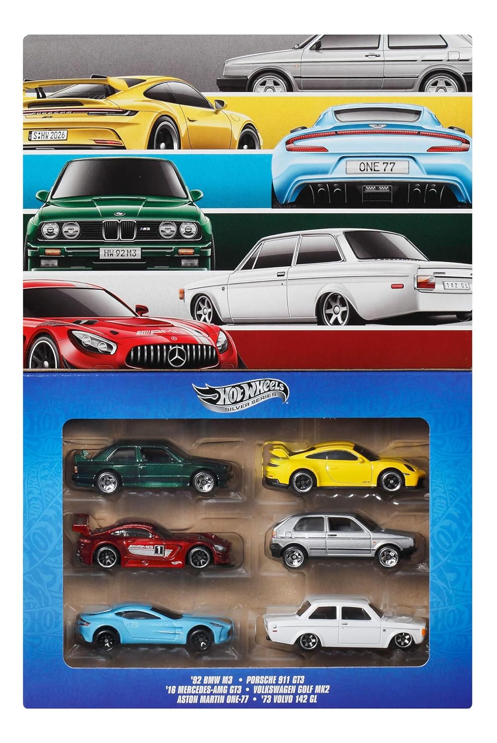 Hot Wheels 2026 Silver Series Euro Premium Vehicle Set Including 6 Collectible Cars for Kids & Collectors