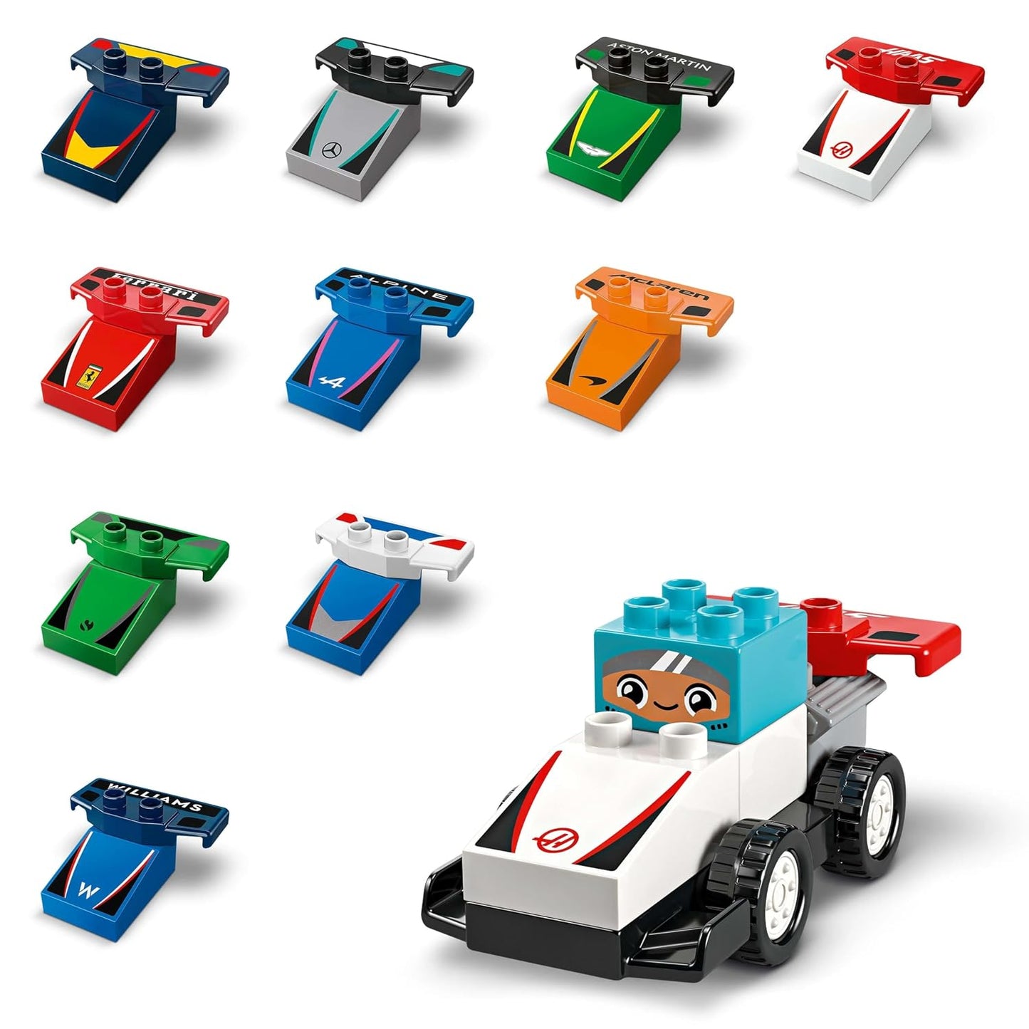 LEGO DUPLO Town F1 Team Race Cars & Drivers Building Kit For Ages 2+ Years