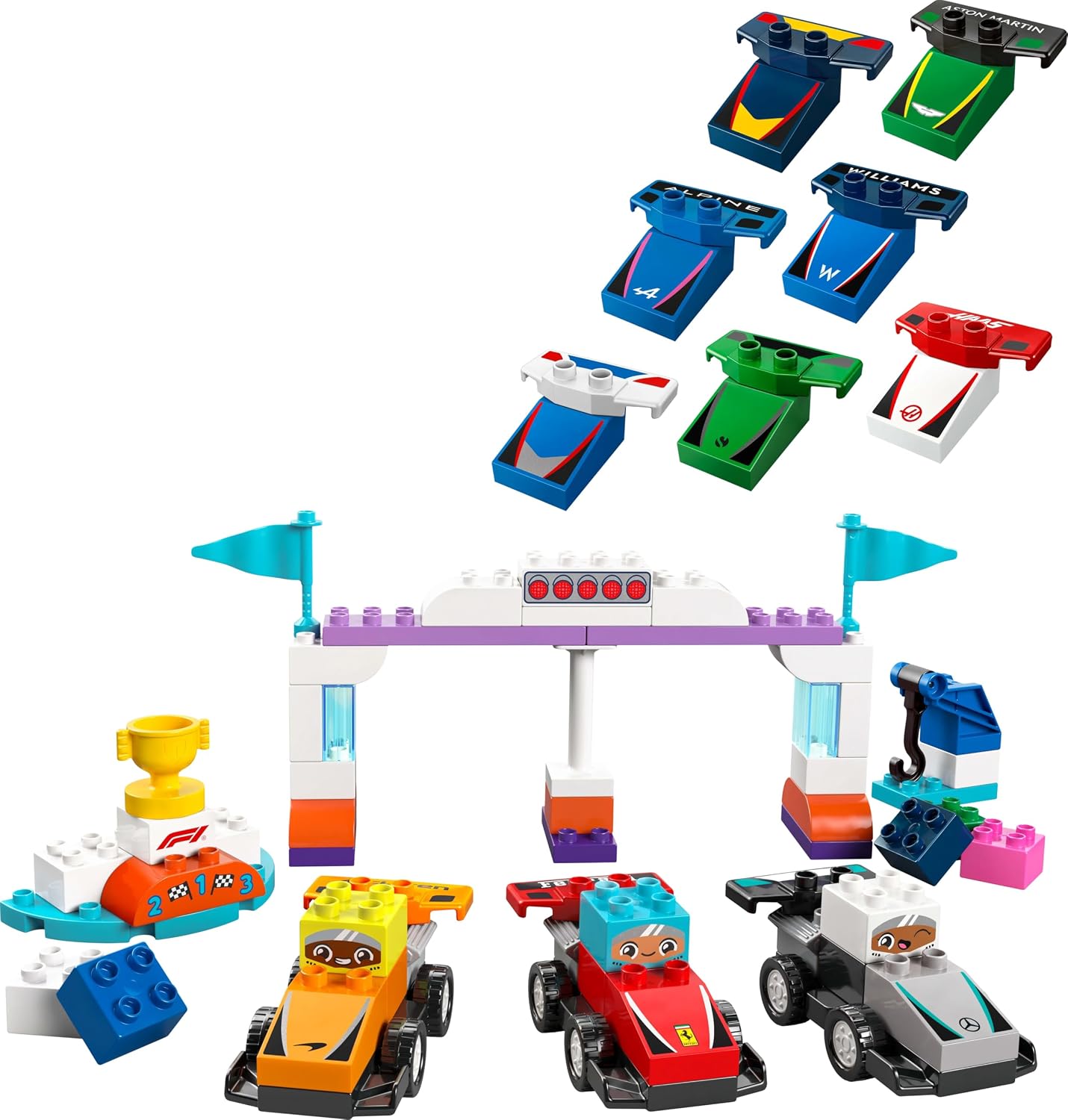 LEGO DUPLO Town F1 Team Race Cars & Drivers Building Kit For Ages 2+ Years