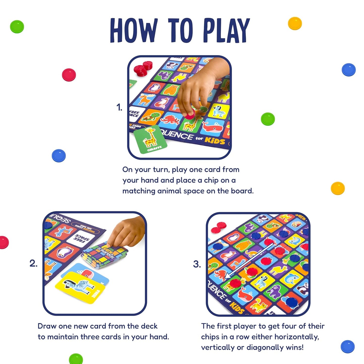 Funskool Goliath Games Sequence Junior for Kids Easy-to-Learn Board Game, 2-4 Players, For Ages 4 Years & Up