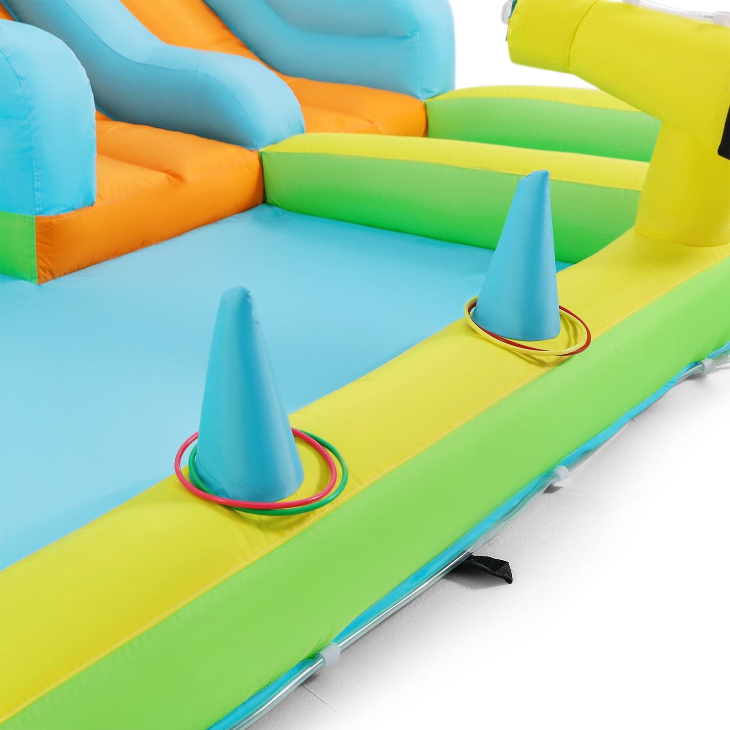 Inflatable Water Slide Bounce House for Kids, Luxury Heavy Duty Blow Up Water Park with Double Slides, Climbing Wall, Splash Pool and Sunshade Awning