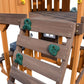 Cedar Wood Swing Set with Wave Slide, Play Kitchen, Rock Wall Ladder, Belt Swings, Toy Telescope, Steering Wheel, Tic-Tac-Toe, Balconies, Outdoor Playhouse Playground Set for Backyard Garden