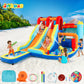 Inflatable Water Slide Park, Giant Bounce House with 450W Blower, Climbing Wall, Dual Basketball Hoops & Ring Toss Games - Outdoor Backyard Jumper
