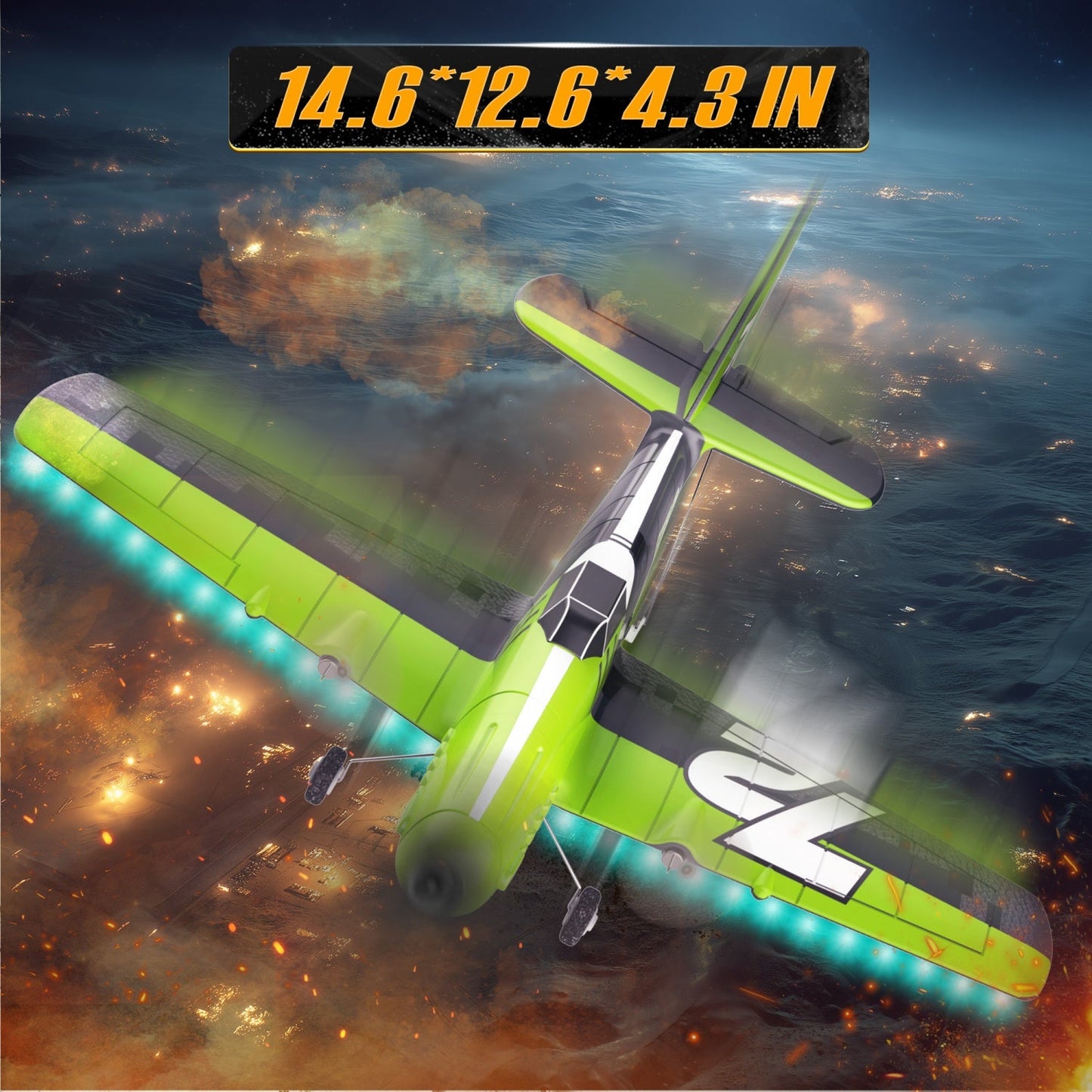 Bezgar RC Plane, 6-Axis Gyro Remote Control Airplane with LED Lights