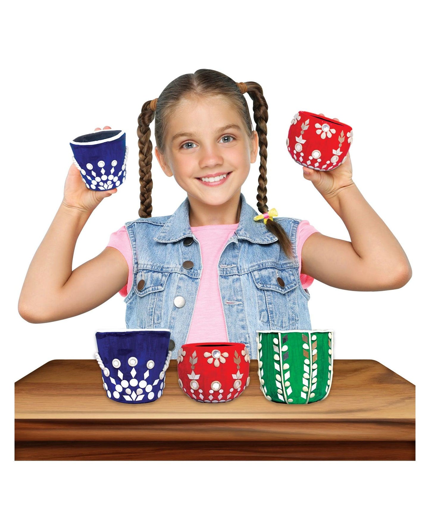 Funskool Handycrafts Mirror and Lippan Art - Pot Decorating kit for Ages 6+