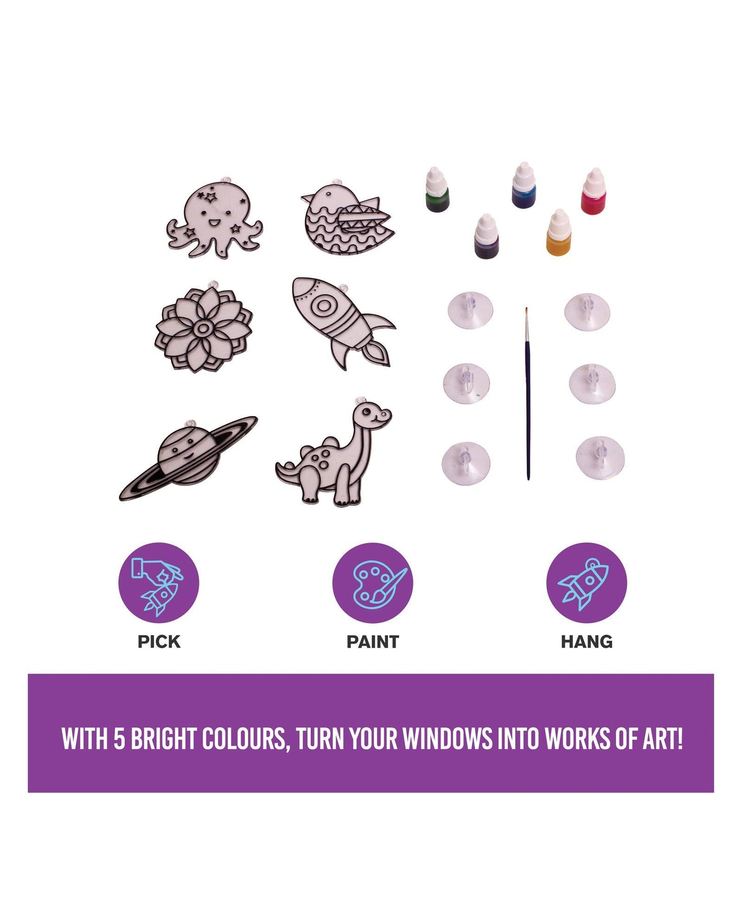 Funskool Handycrafts Sun Catchers - Mini Glass Painting Kit for Ages 6+