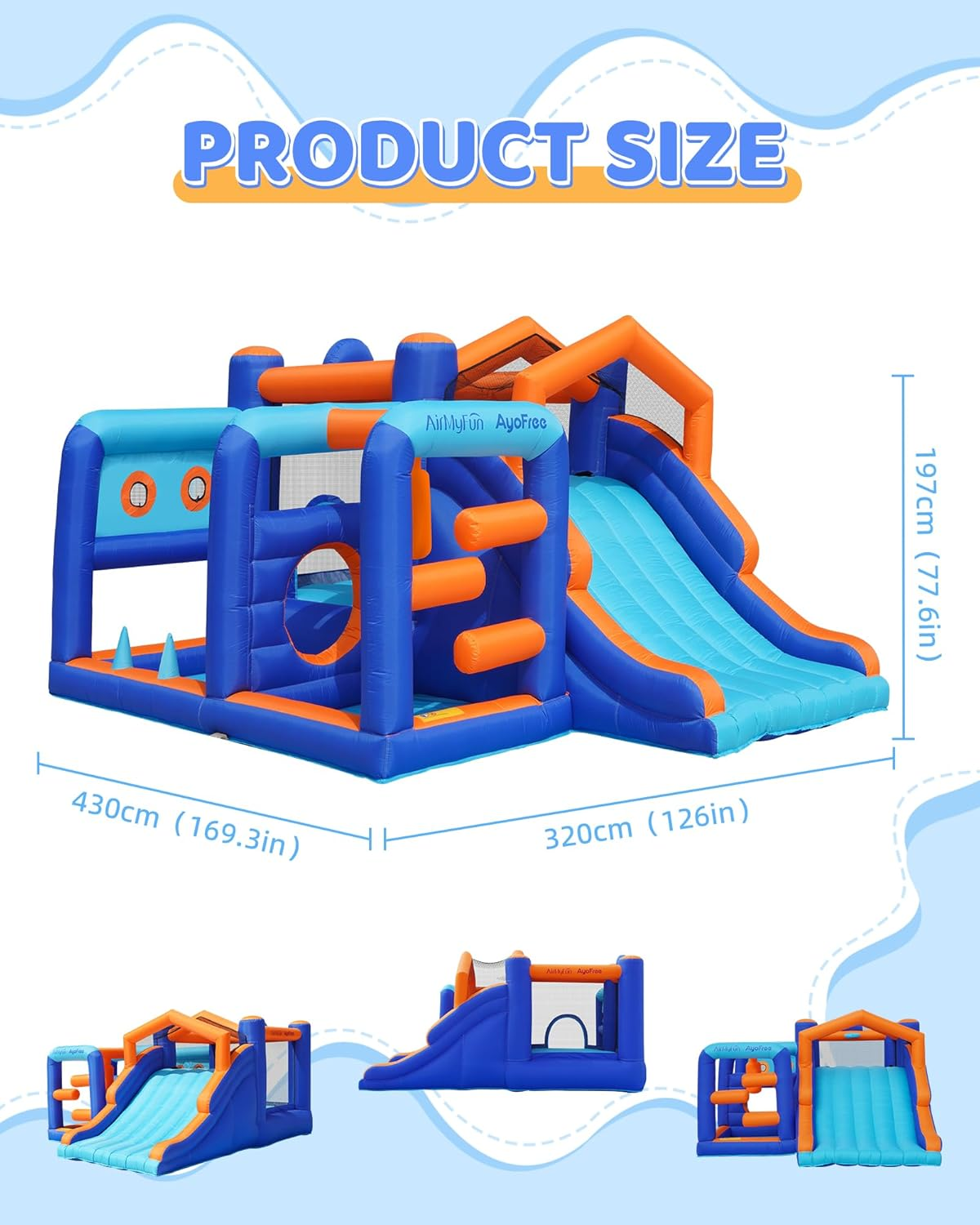 Multi-Activity Inflatable Bouncy Castle with Slide, Ball Pit, Basketball Hoop & Climbing Area – Kids Indoor Outdoor Fun Playset
