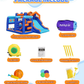 Multi-Activity Inflatable Bouncy Castle with Slide, Ball Pit, Basketball Hoop & Climbing Area – Kids Indoor Outdoor Fun Playset
